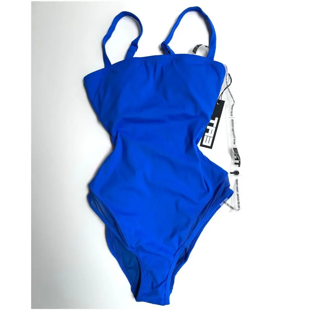 TA3 Squarey Mesh Contour One Piece Swimsuit Sculpting Sapphire Size XS Short